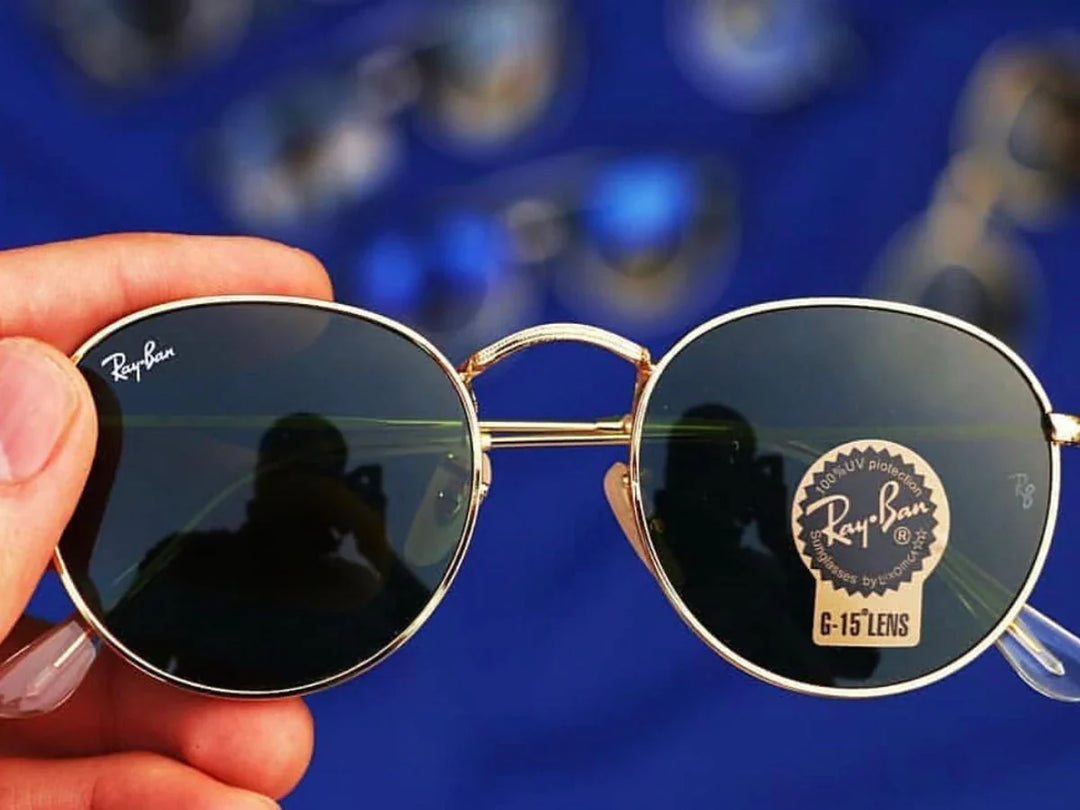 Stylish Green & Gold Round Master  Sunglasses For Men