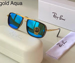 Load image into Gallery viewer, Aqua Blue &amp; Gold Sunglasses For Unisex
