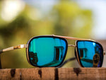 Load image into Gallery viewer, Stylish Aqua Blue &amp; Gold Casual Sunglasses
